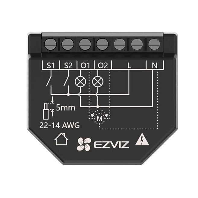 Ezviz T36WM - Módulo interruptor para automação WiFi 100/240V AC 2 canais 10A c/ medição de energia