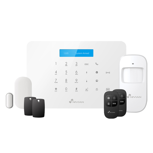 Nivian NVS-A6WG-U1 - Kit alarme WiFi+GSM c/ painel táctil e leitor RFID até 60 dispositivos (compatível c/ Tuya)
